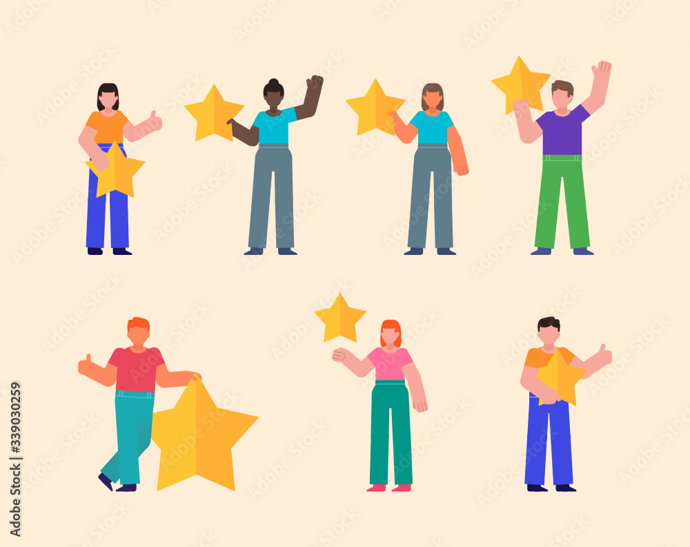 custom made wallpaper toronto digitalSet of people holding rating stars. Web vote or review. Flat design vector illustration