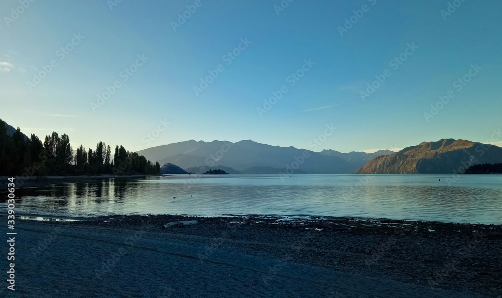 Beautiful evening at lake Wanaka New Zealand