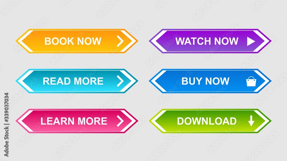 bundle of 6 modern buttons for web site and ui. Vector design bundle of 6 modern buttons for web site and ui. Vector design