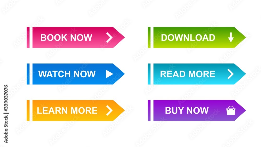 bundle of 6 modern buttons for web site and ui. Vector design bundle of 6 modern buttons for web site and ui. Vector design