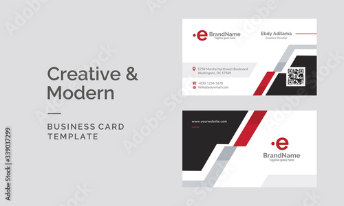 Modern corporate Business Card Template with red and black color. vector illustraions