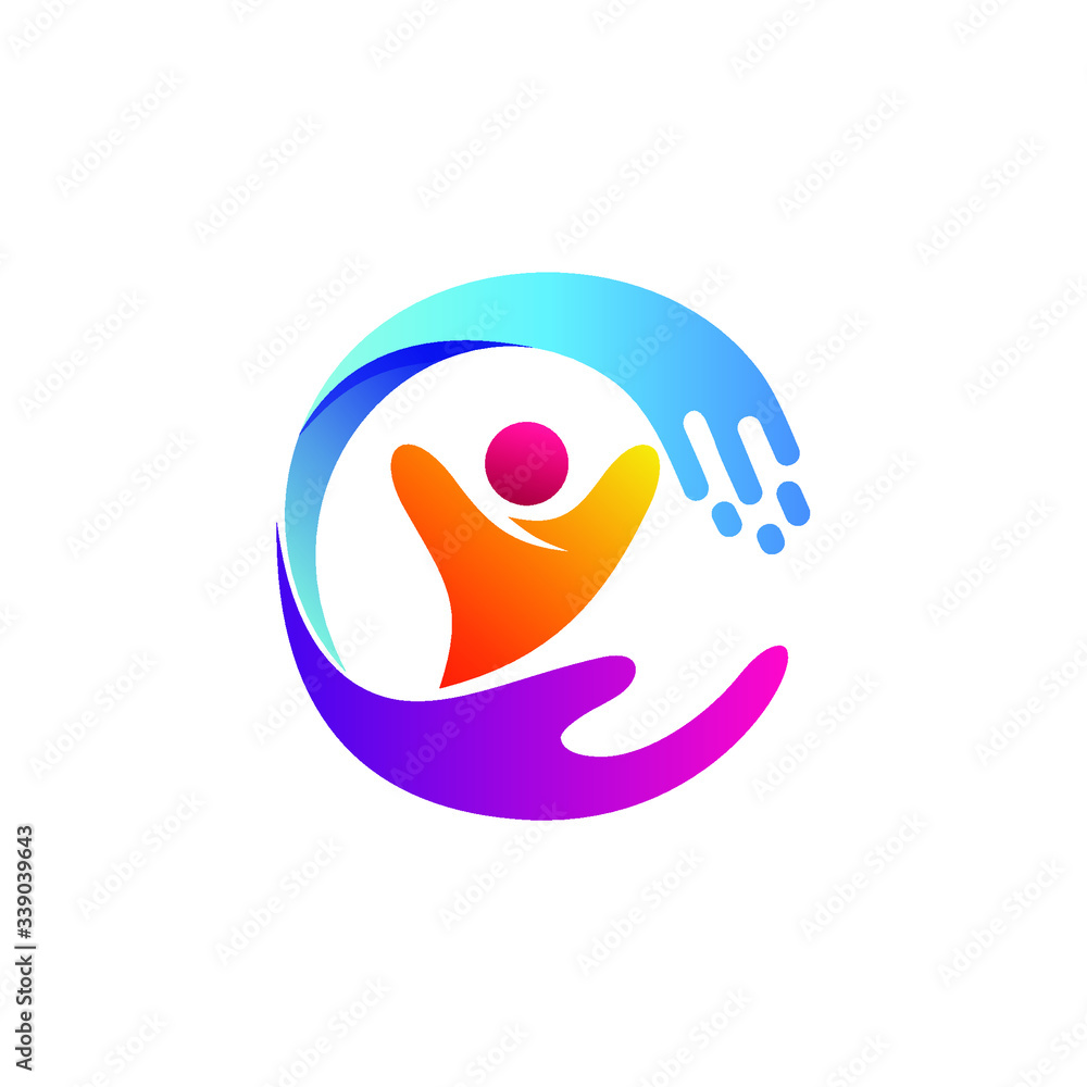 Hands in medical care logo design Hands in medical care logo design