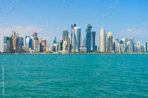 View of modern skyscrapers and west bay in Doha, Qatar © bennnn