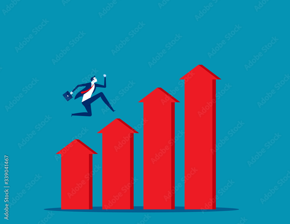 Climbing to economic success. Development and Growth, Flat cartoon vector illustration Climbing to economic success. Development and Growth, Flat cartoon vector illustration
