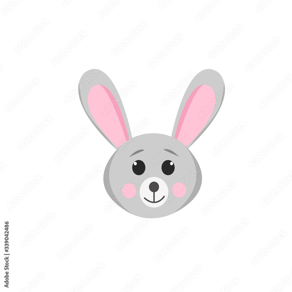 Bunny rabbit vector graphic. Cute animal in a flat style. cartoon children character. portrait, face, face, icon, card, design element single poster Bunny rabbit vector graphic. Cute animal in a flat style. cartoon children character. portrait, face, face, icon, card, design element single poster