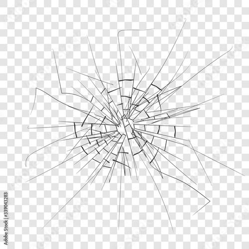 Broken glass, cracks on glass, high resolution. Vector