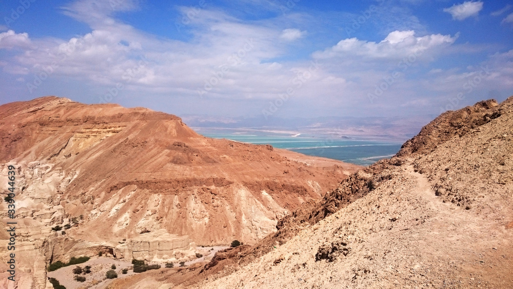 Dead Sea View behind the desert