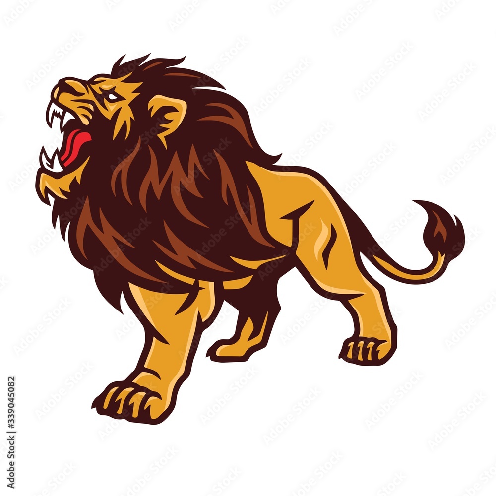 Lion Roaring Stand Esport Mascot Vector Icon Logo Template Lion Roaring Stand Esport Mascot Vector Icon Logo Template