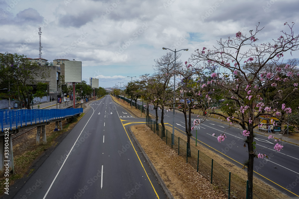 Impressive view of the empty streets of San Jose, near the Sabana, and the center due to quarantine for corona virus in Costa Rica Impressive view of the empty streets of San Jose, near the Sabana, and the center due to quarantine for corona virus in Costa Rica
