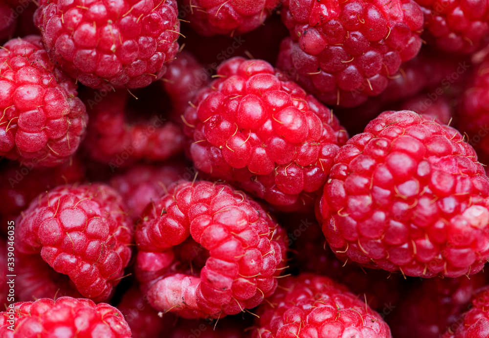 Macro shot of red raspberry background Macro shot of red raspberry background