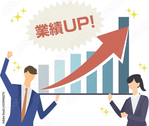 グラフ　ビジネス　成長　チャート　上昇ベクター　イラスト