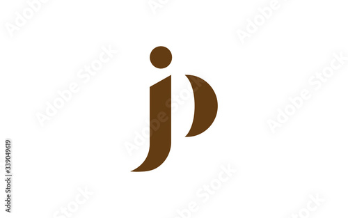 jp or pj and j or p lowercase Letter Initial Logo Design, Vector Template