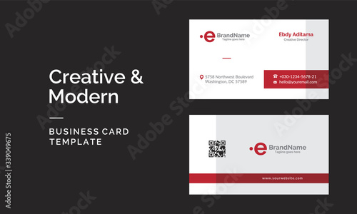 Modern corporate Business Card Template with red and grey color. vector illustraions