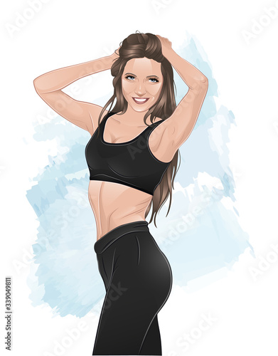sporty fitness girl in a good shape posing 