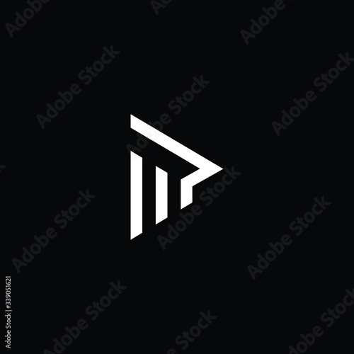 Minimal elegant monogram art logo. Outstanding professional trendy awesome artistic MP PM initial based Alphabet icon logo. Premium Business logo White color on black background