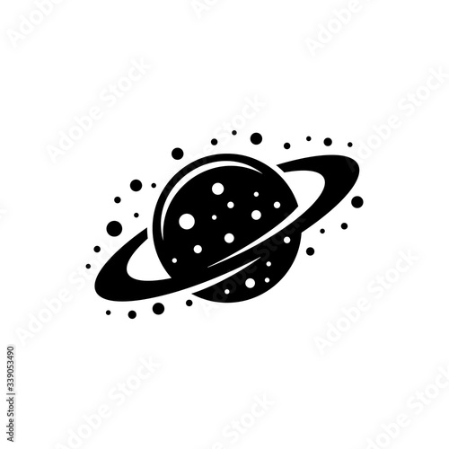 Saturn planet vector icon on white background.