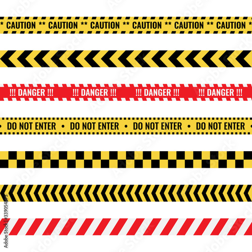 warning tapes with text, seamless caution lines set © extracoin