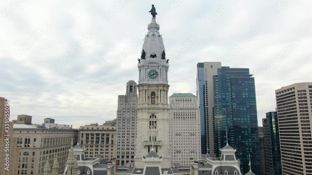 Center City downtown Philadelphia and City Hall, no people, no traffic, Covid quarantine shutdown shelter in place, coronavirus stay at home order, aerial drone footage Center City downtown Philadelphia and City Hall, no people, no traffic, Covid quarantine shutdown shelter in place, coronavirus stay at home order, aerial drone footage