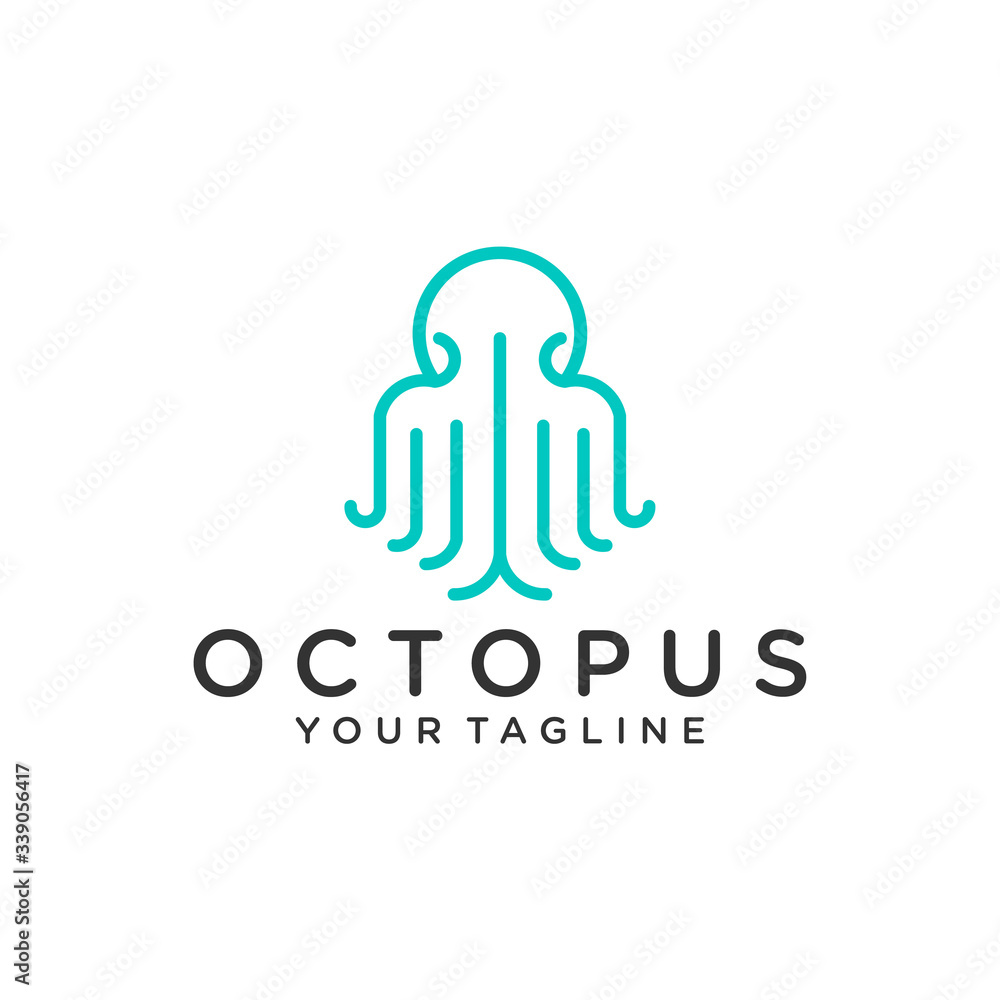 Abstract Elegant Octopus Logo design vector template Linear style Abstract Elegant Octopus Logo design vector template Linear style