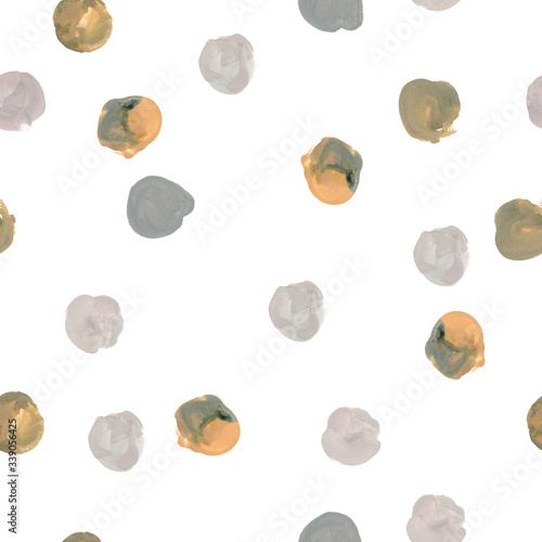 Simple minimalism seamless pattern with gouache pastel color stains, modern style.