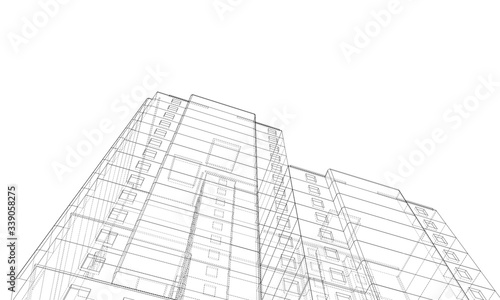 Vector wire-frame model of a multi-storey building
