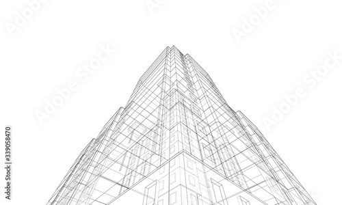 Vector wire-frame model of a multi-storey building
