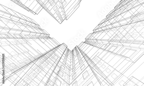 Vector wire-frame model of a multi-storey building