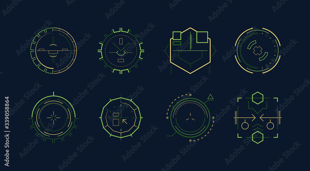 futuristic aim. hologram optical sight for high tech sniper weapons. hud modern elements. vector gaming aim futuristic aim. hologram optical sight for high tech sniper weapons. hud modern elements. vector gaming aim