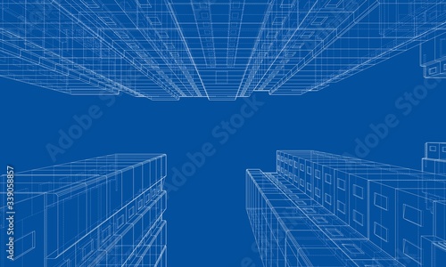 Vector wire-frame model of a multi-storey building