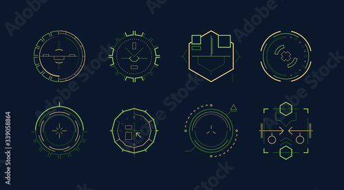 futuristic aim. hologram optical sight for high tech sniper weapons. hud modern elements. vector gaming aim