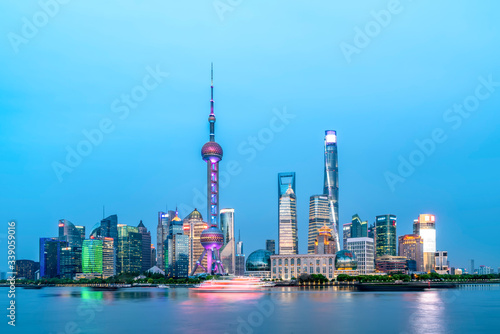 Shanghai  China city skyline on the Huangpu River.