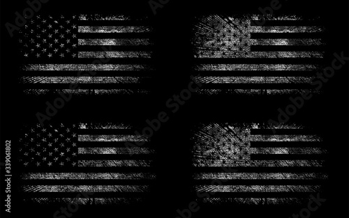 grunge usa flag set vector design.