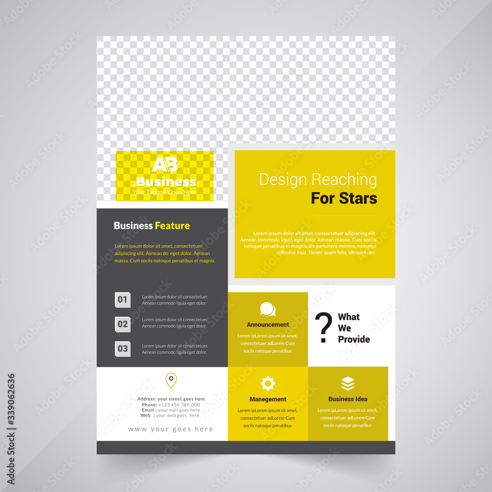 Obraz premium Business flyer design layout template in A4 size. Corporate Concept.