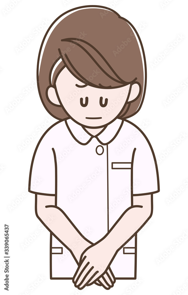 おわびをする看護師の女性 おわびをする看護師の女性
