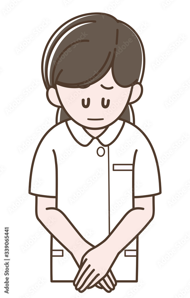 おわびをする看護師の女性