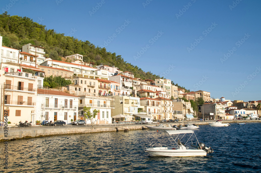 Panoramic view of harbor and town Gythio in  Peloponnese, Greece, Europe