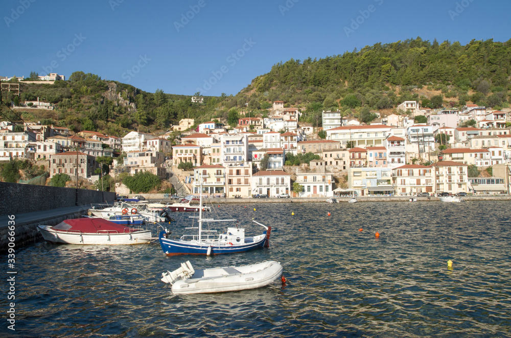 Panoramic view of harbor and town Gythio in  Peloponnese, Greece, Europe