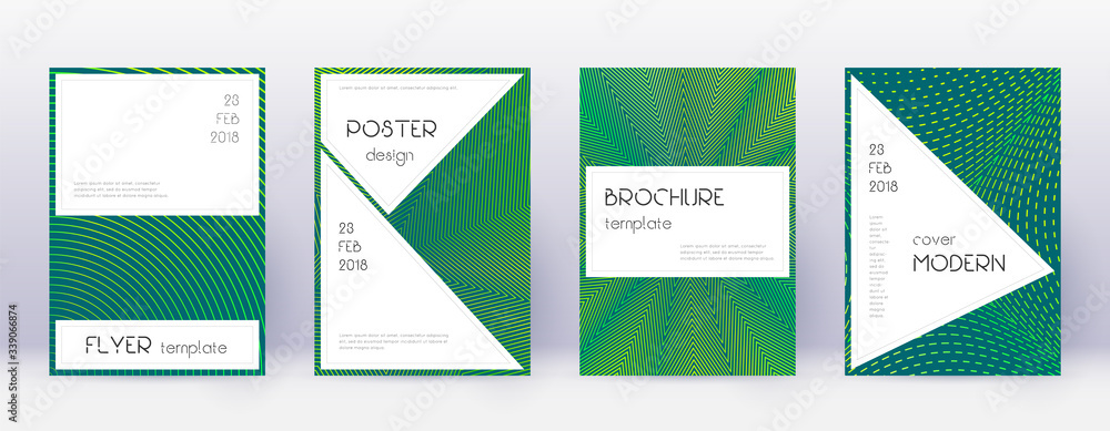Fototapeta premium Stylish brochure design template set. Green abstra
