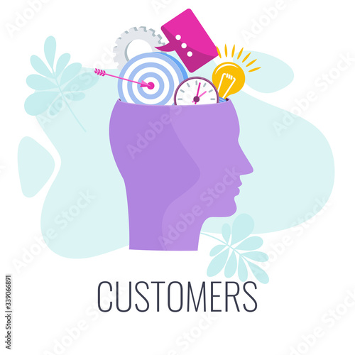 Client, customer, consumer infographics pictogram.