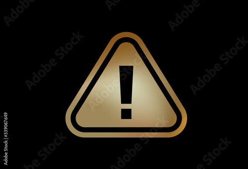 Gradient gold stop warning sign flat icon symbol vector format