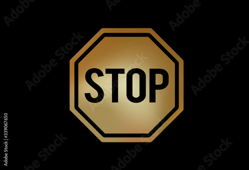 Gradient gold stop warning sign flat icon symbol vector format