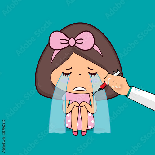 Doctor vaccinating Cute girl. Cartoon character Patient Design. Vector illustration.