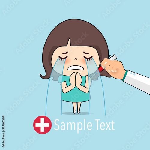 Doctor vaccinating Cute girl. Cartoon character Patient Design. Vector illustration.