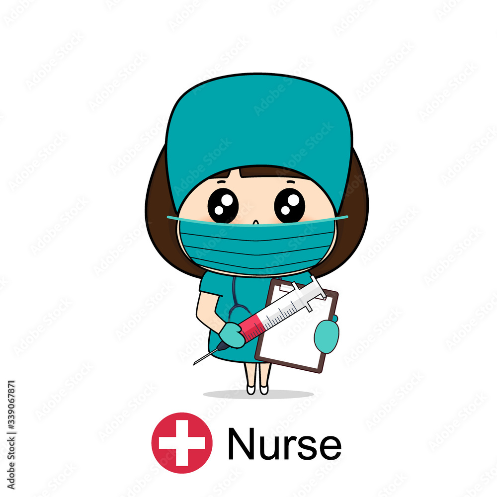 Cartoon character Nurse Design, Medical worker, Medical concept. Vector illustration.