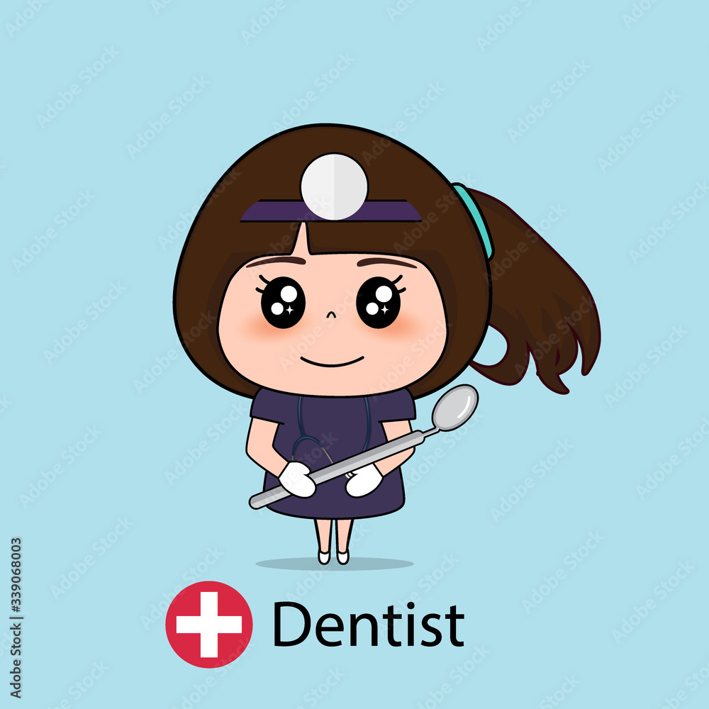 Dentist, Cartoon character Dentist Design, Medical worker, Medical concept. Vector illustration.
