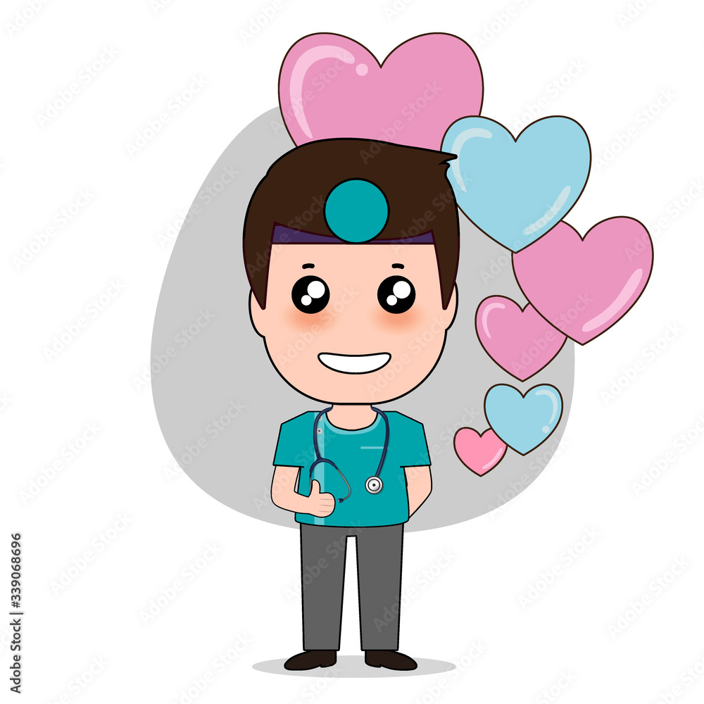 Dentist with heart Cartoon character Dentist Design, Medical worker, Medical concept. Vector illustration. Dentist with heart Cartoon character Dentist Design, Medical worker, Medical concept. Vector illustration.