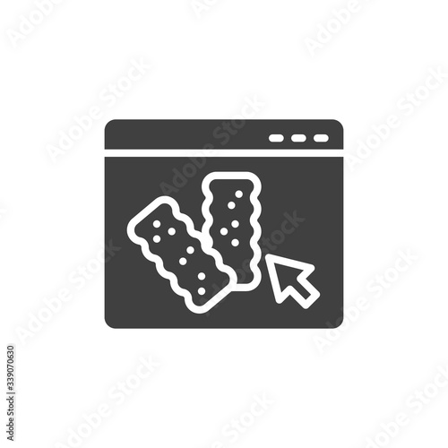 Online cracker ordering vector icon. Goods delivery service filled flat sign for mobile concept and web design. Website page with saltine crackers glyph icon. Symbol logo illustration. Vector graphics