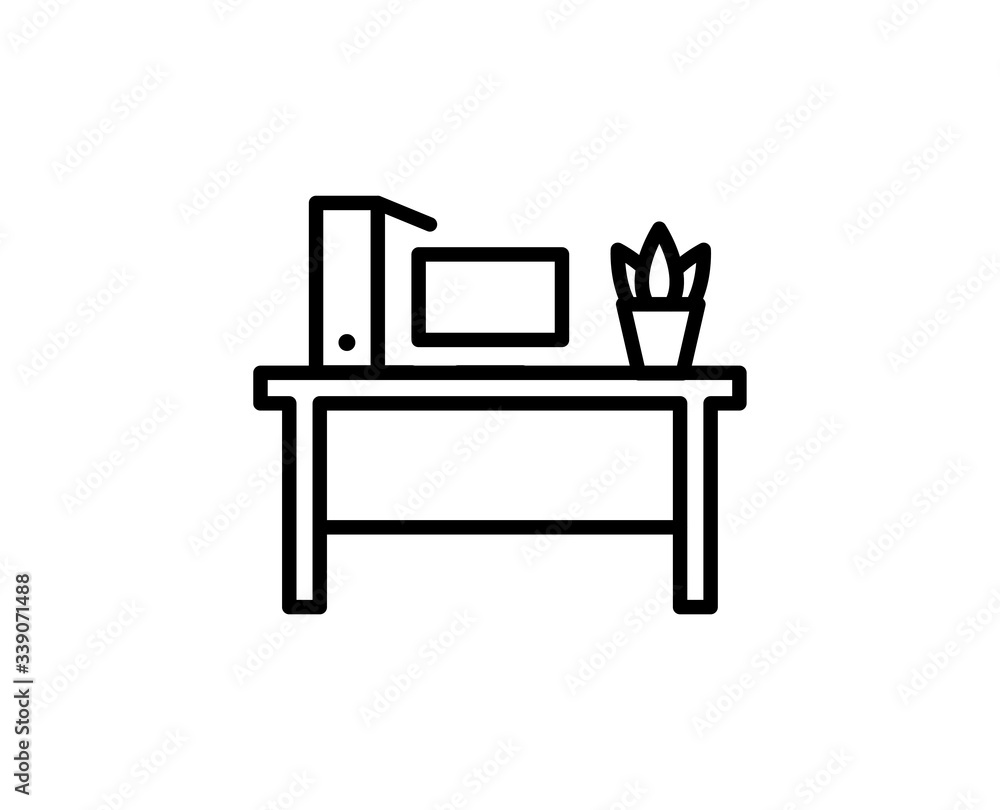 Work desk line icon Work desk line icon
