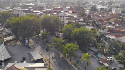 Urban City (Medan,Indonesia) Drone Shot, viewing Highway of the City in the evening, This Footage is 59,94 fps 1080p photo