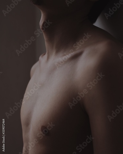man body on grey background